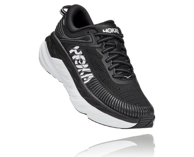 Hoka One One Bondi 7 - Tenis Corrida Estrada Homem Pretas / Branco | PT-Z8mNvM3